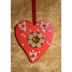 Herzen aus Holz HERZERLDUO ROT 2er-Set Valentinsgeschenk Muttertagsgeschenk Hängedeko Geburtstagsgeschenk