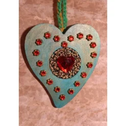 Herzen aus Holz HERZERLDUO GRÜN 2er-Set Valentinsgeschenk Muttertagsgeschenk Hängedeko Geburtstagsgeschenk