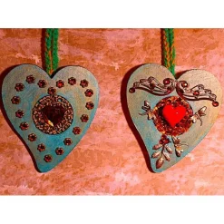 Herzen aus Holz HERZERLDUO GRÜN 2er-Set Valentinsgeschenk Muttertagsgeschenk Hängedeko Geburtstagsgeschenk