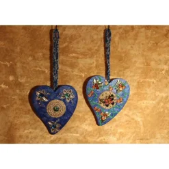 Herzen aus Holz HERZERLDUO BLAU 2er-Set Valentinsgeschenk Muttertagsgeschenk Hängedeko Geburtstagsgeschenk