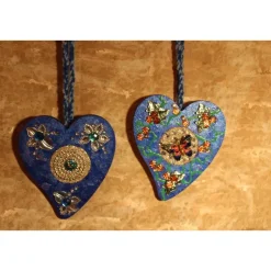 Herzen aus Holz HERZERLDUO BLAU 2er-Set Valentinsgeschenk Muttertagsgeschenk Hängedeko Geburtstagsgeschenk