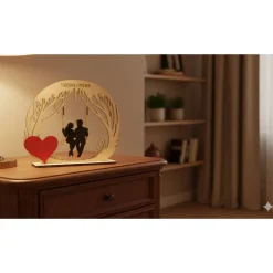 Herzensschaukel 3 – Personalisiertes 3D-Holzdisplay mit beweglichen Elementen & Gravur