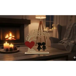 Herzensschaukel 2 – Personalisiertes 3D-Holzdisplay mit beweglichen Elementen & Gravur