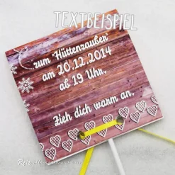 Herz-Lolli Einladung Hüttenparty – Individuelle Partyeinladung mit Lolli