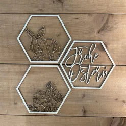 Hexagon 3er Set "Ostern" aus Holz