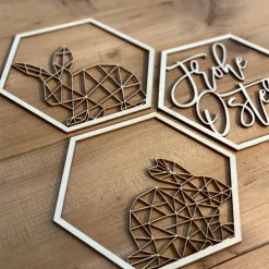 Hexagon 3er Set "Ostern" aus Holz