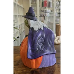 Hexe und Halloweenkürbis - Dekofigur - Halloween - Keramik - Teelicht