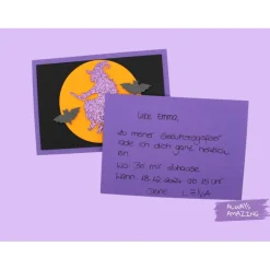 Hexen Einladungskarten Bastelset | Hexe | Hexen Geburtstag | Halloween Hexe | Halloween Einladungskarten