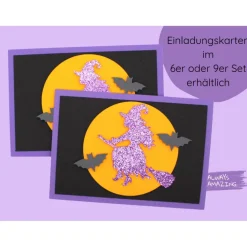 Hexen Einladungskarten Bastelset | Hexe | Hexen Geburtstag | Halloween Hexe | Halloween Einladungskarten