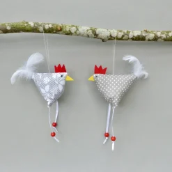 Hühner, Osterdeko, 2 St. Stoffhühner