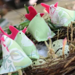 Hühner, Osterdeko, 4er-Set in grün rosa