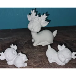 Hirsch Reh Fawn Figuren klein und groß in weiß - Pastelltöne möglich