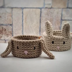 Häkelkorb mit Hasengesicht und Ohren – Osterkorb, Geschenkkorb Kinder Ostern