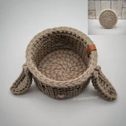 Häkelkorb mit Hasengesicht und Ohren – Osterkorb, Geschenkkorb Kinder Ostern