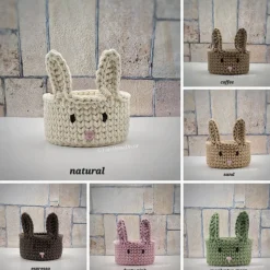 Häkelkorb mit Hasengesicht und Ohren – Osterkorb, Geschenkkorb Kinder Ostern