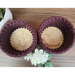 Häkelkorb mit Holzboden für Hebamme/Schwangere | 15cmm/20cm