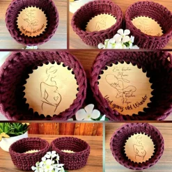 Häkelkorb mit Holzboden für Hebamme/Schwangere | 15cmm/20cm