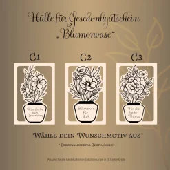 Hülle für Geschenkgutschein „Blumenvase“ Variante C, mit Wunschtext, Geldgeschenk, personalisiert