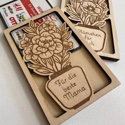 Hülle für Geschenkgutschein „Blumenvase“ Variante C, mit Wunschtext, Geldgeschenk, personalisiert