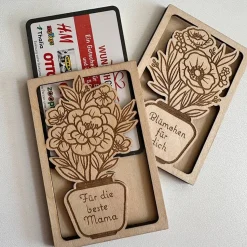 Hülle für Geschenkgutschein „Blumenvase“ Variante C, mit Wunschtext, Geldgeschenk, personalisiert