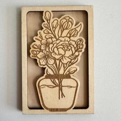 Hülle für Geschenkgutschein „Blumenvase“ Variante B | Muttertag | Wunschgutschein | Holz | Geldgeschenk Geburtstag