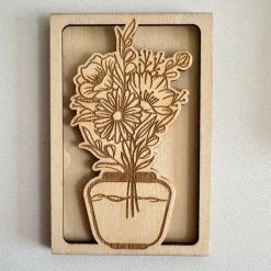 Hülle für Geschenkgutschein „Blumenvase“ Variante B | Muttertag | Wunschgutschein | Holz | Geldgeschenk Geburtstag