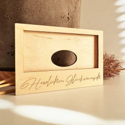 Hülle für Geschenkgutschein "Herzlichen Glückwunsch", Geldgeschenk, Holz