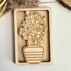 Hülle für Geschenkgutschein „Blumenvase“ Variante A | Muttertag | Wunschgutschein | Holz | Geldgeschenk I Geburtstag