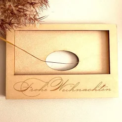 Hülle für Geschenkgutschein "Frohe Weihnachten", Geldgeschenk, Holz