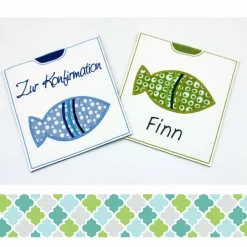 Hülle für Schokolade mit Geldfisch zur Kommunion/Konfirmation