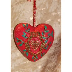 Hängedeko BAROCKHERZ Acrylmalerei Collage auf einem Styroporherz Fensterdeko Kugeldeko Wohndeko Muttertagsgeschenk