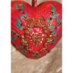 Hängedeko BAROCKHERZ Acrylmalerei Collage auf einem Styroporherz Fensterdeko Kugeldeko Wohndeko Muttertagsgeschenk