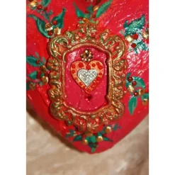 Hängedeko BAROCKHERZ Acrylmalerei Collage auf einem Styroporherz Fensterdeko Kugeldeko Wohndeko Muttertagsgeschenk