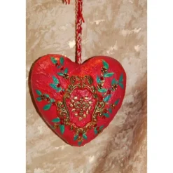 Hängedeko BAROCKHERZ Acrylmalerei Collage auf einem Styroporherz Fensterdeko Kugeldeko Wohndeko Muttertagsgeschenk