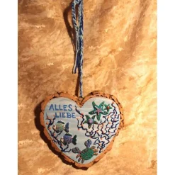 Hängedeko RINDENHERZ MARITIM Acrylmalerei Collage auf Holzherz Fensterdeko Wohndeko Muttertagsgeschenk Vatertagsgeschenk