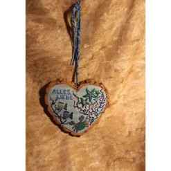 Hängedeko RINDENHERZ MARITIM Acrylmalerei Collage auf Holzherz Fensterdeko Wohndeko Muttertagsgeschenk Vatertagsgeschenk