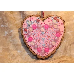 Hängedeko RINDENHERZ PINK Acrylmalerei Collage auf Holzherz Fensterdeko Wohndeko Muttertagsgeschenk Vatertagsgeschenk