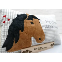 Hobby Horsing Pferdekissen Namenskissen Taufkissen Kuschelkissen Kindergartenkissen Geburtsgeschenk Pferd Pferdchen Pony