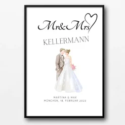 Hochzeit Geschenk Brautpaar | Hochzeitsgeschenk Poster Personalisiert | Mr & Mrs