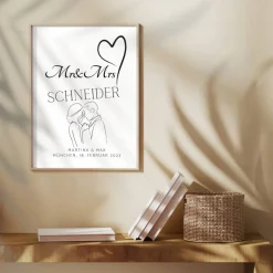 Hochzeit Geschenk Brautpaar | Hochzeitsgeschenk Poster Personalisiert | Mr & Mrs