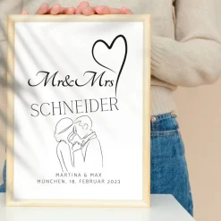 Hochzeit Geschenk Brautpaar | Hochzeitsgeschenk Poster Personalisiert | Mr & Mrs
