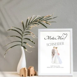Hochzeit Geschenk Brautpaar | Hochzeitsgeschenk Poster Personalisiert | Mr & Mrs