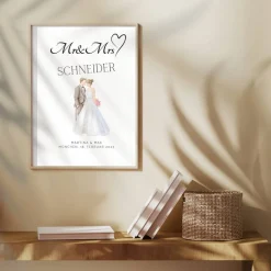 Hochzeit Geschenk Brautpaar | Hochzeitsgeschenk Poster Personalisiert | Mr & Mrs