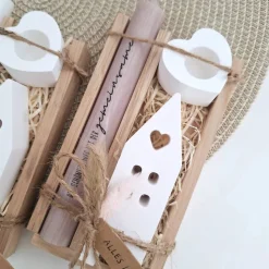 Hochzeit Geschenkset Hochzeitsgeschenk Haus / Lichthaus Kerzenhalter Herz Kerzenset Stabkerze Kerzenbox Holzbox Mitbrin