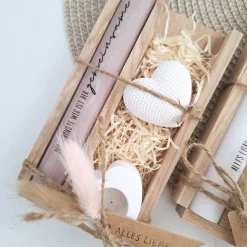 Hochzeit Geschenkset Hochzeitsgeschenk Dekoherz Kerzenhalter Herz Kerzenset Stabkerze Kerzenbox Holzbox Mitbringsel