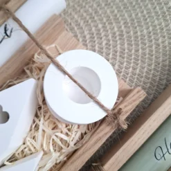 Hochzeit Geschenkset Hochzeitsgeschenk Häuser / Lichthäuser Kerzenhalter rund Kerzenset Stabkerze Kerzenbox Holzbox Mitb