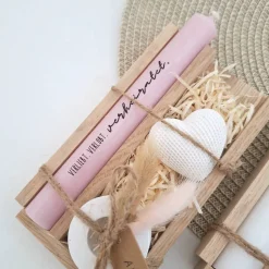 Hochzeit Geschenkset Hochzeitsgeschenk Dekoherz Kerzenhalter rund Kerzenset Stabkerze Kerzenbox Holzbox Mitbringsel