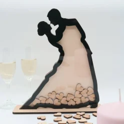 HOCHZEIT GÄSTEBUCH aus HOLZ, mit 70 Herzen aus Ahorn Holz zum Beschriften, Hochzeitsgeschenk, Erinnerung für das Hochzei