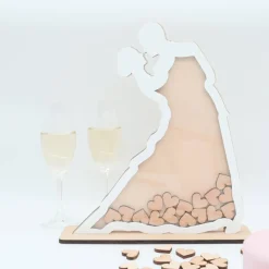 HOCHZEIT GÄSTEBUCH aus HOLZ, mit 70 Herzen aus Ahorn Holz zum Beschriften, Hochzeitsgeschenk, Erinnerung für das Hochzei