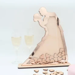 HOCHZEIT GÄSTEBUCH aus HOLZ, mit 70 Herzen aus Ahorn Holz zum Beschriften, Hochzeitsgeschenk, Erinnerung für das Hochzei